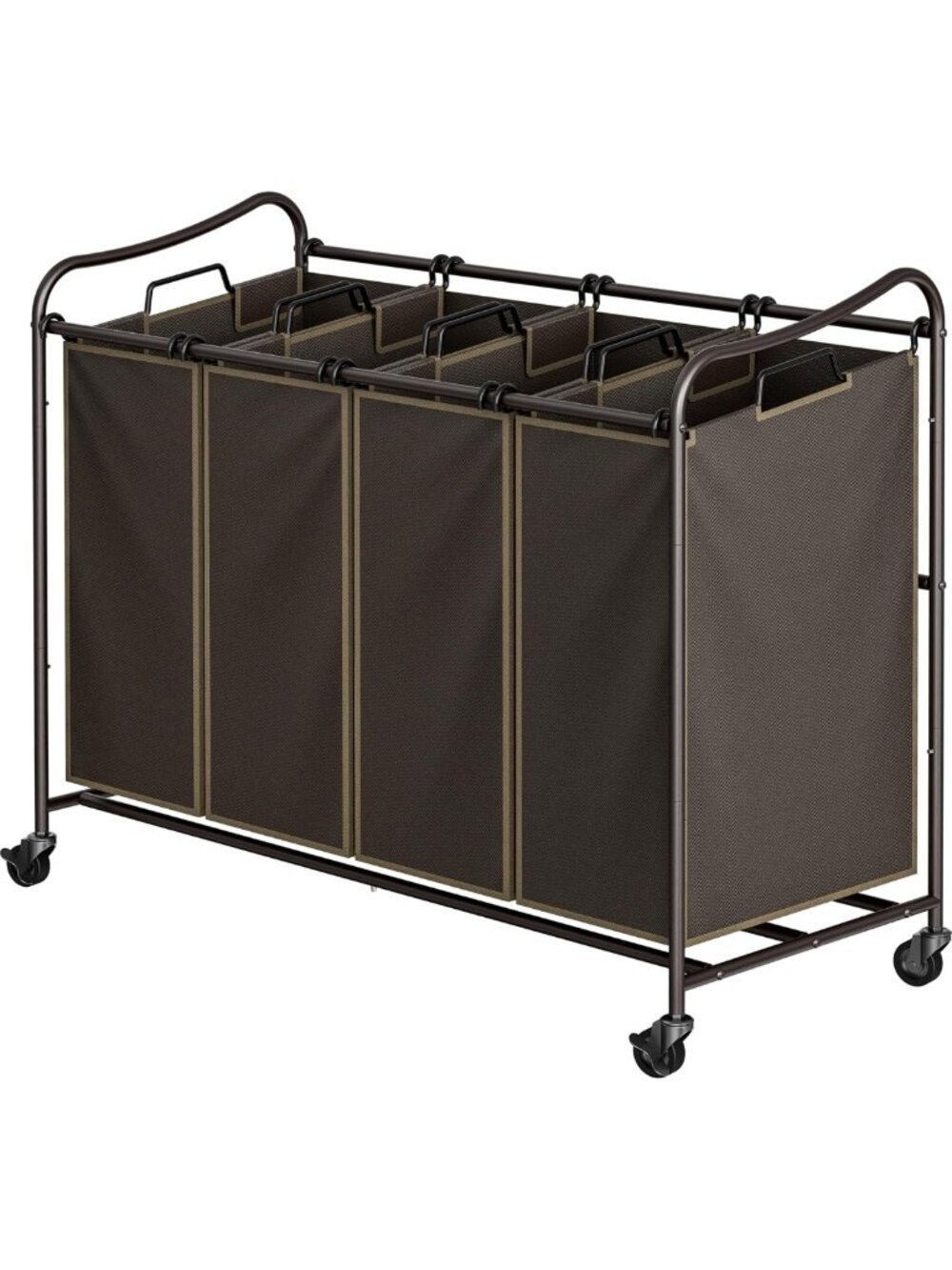 Heavy Duty 4-Bag Rolling Laundry Sorter Cart - Durable, Space-Saving Organizer